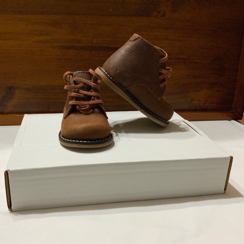 Josmo Unisex-child Logan Walker, Infant/Toddler first shoe, lace closure, cognac